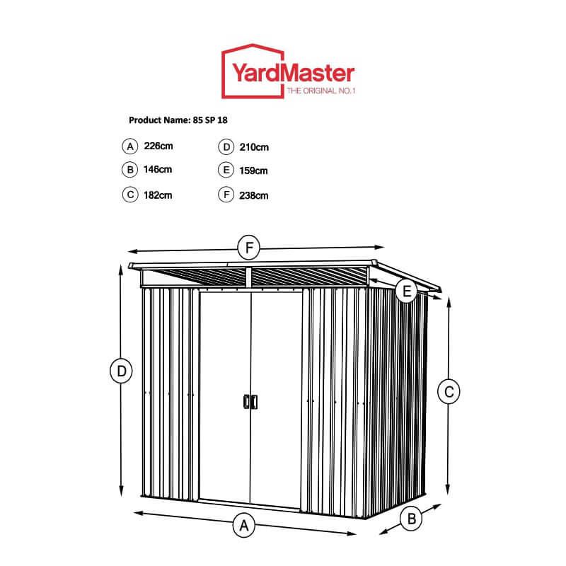 Yardmaster TopLight 8ft x 5ft Pent Metal Garden Shed – Anthracite