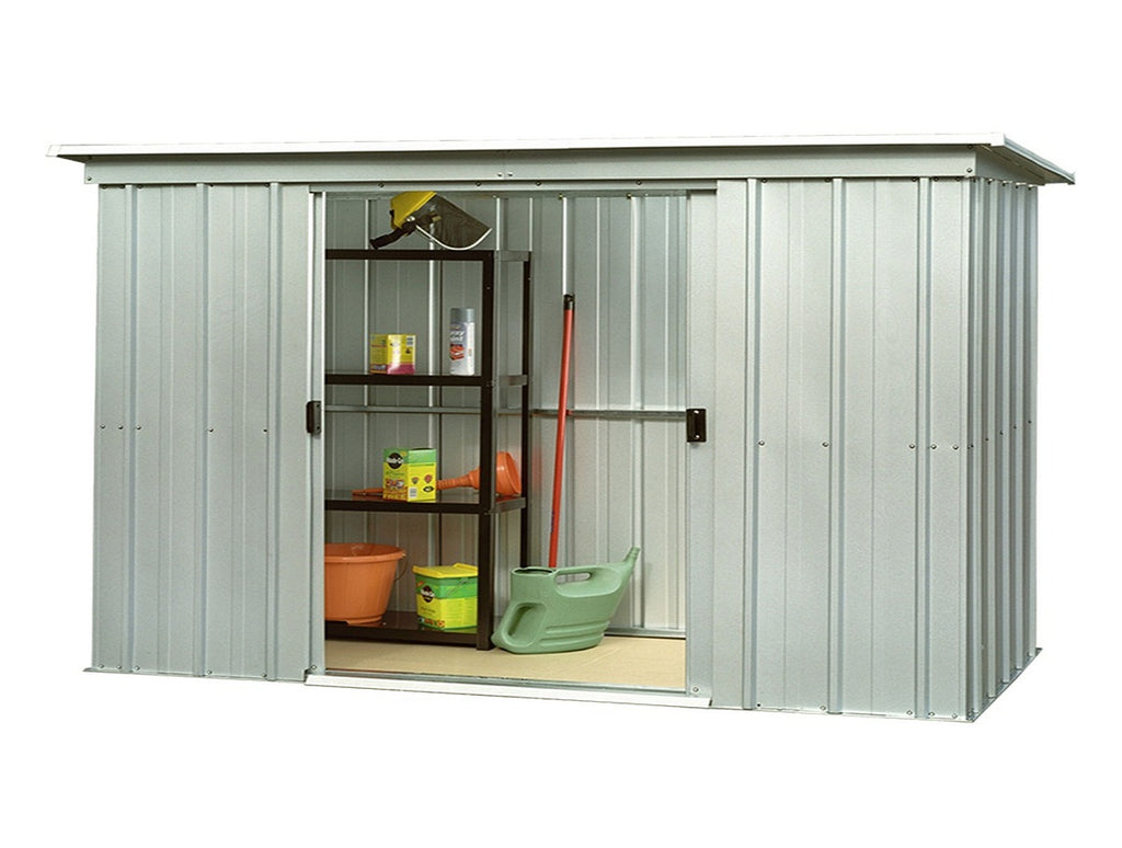 Yardmaster 10ft x 4ft Pent Metal Garden Shed – Silver