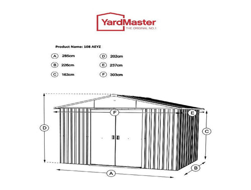 Yardmaster 10ft x 8ft Apex Metal Garden Shed – Galvanised Steel