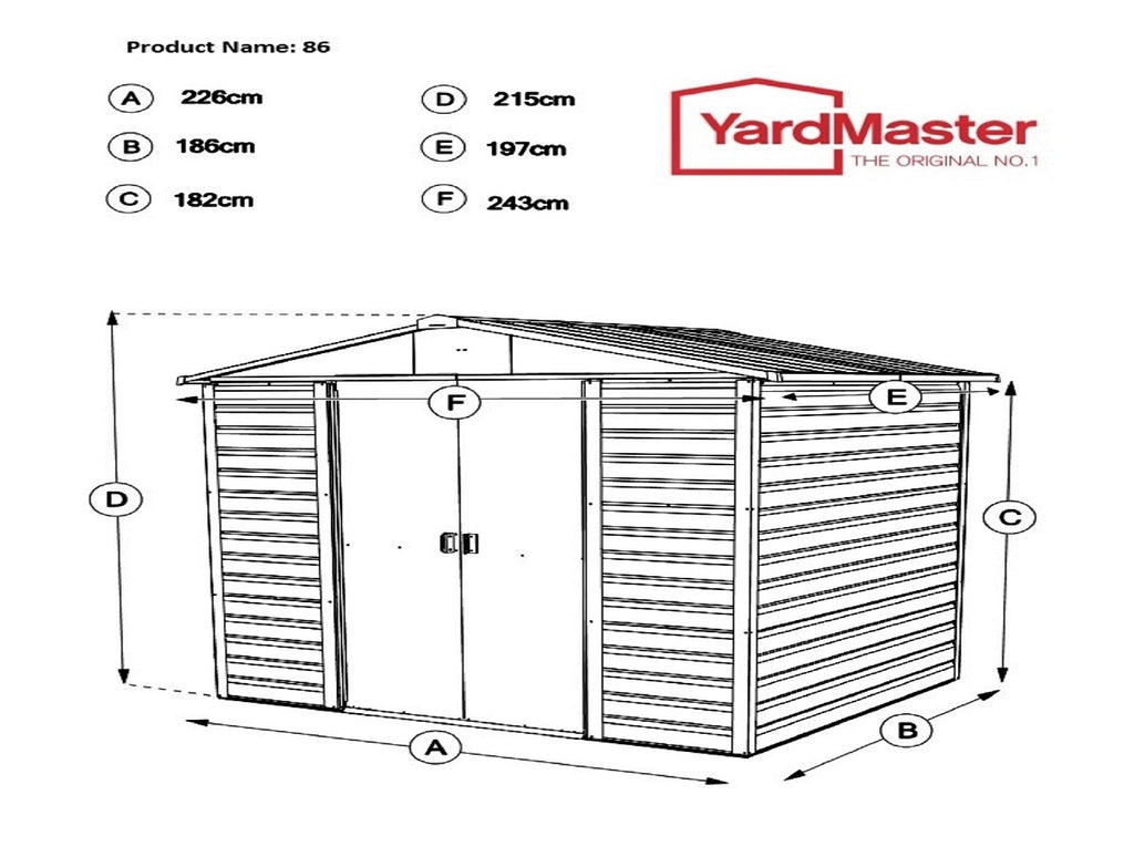 Yardmaster Shiplap 8ft x 6ft Apex Metal Garden Shed – Taupe