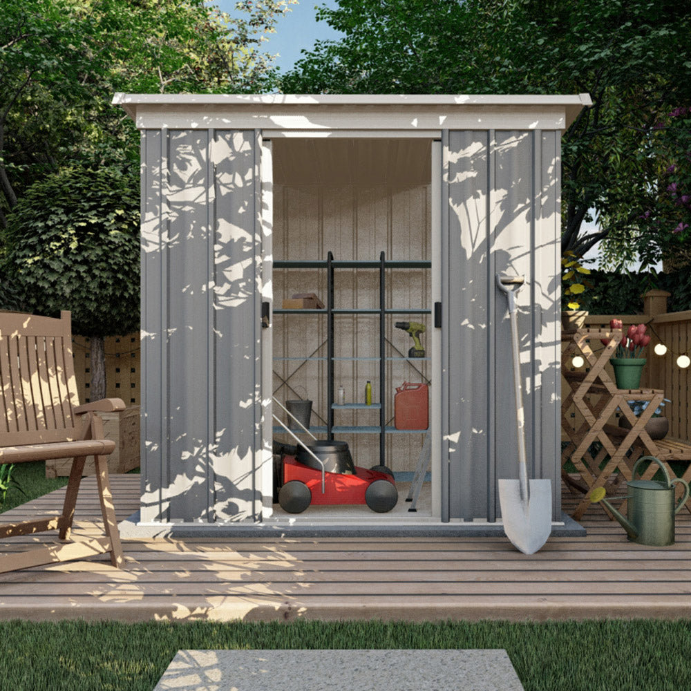 Yardmaster 6x4 Pent Metal Garden Shed – Taupe