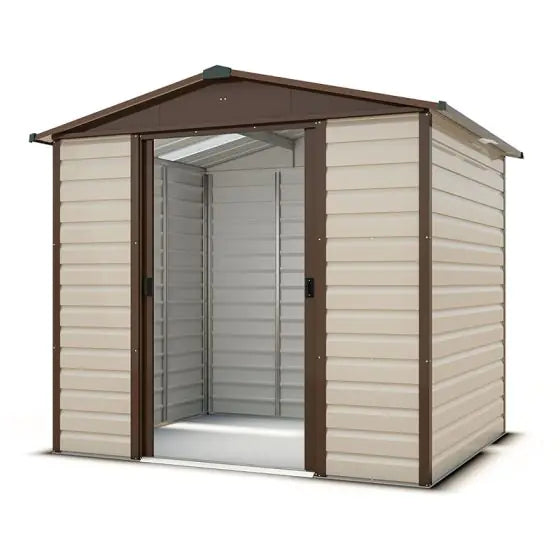 Yardmaster Shiplap 8ft x 6ft Apex Metal Garden Shed – Taupe