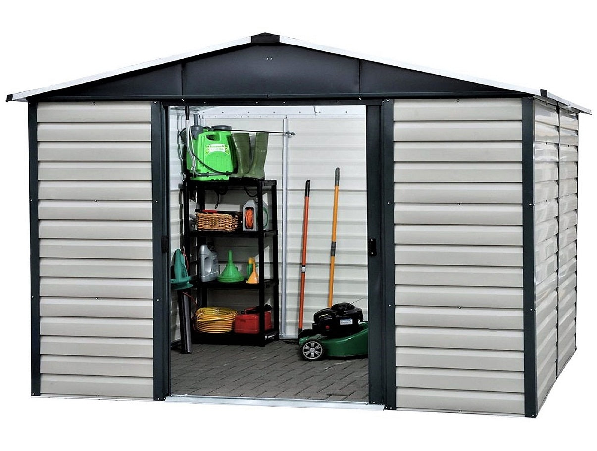 Yardmaster Shiplap 10ft x 12ft Apex Metal Garden Shed – Taupe