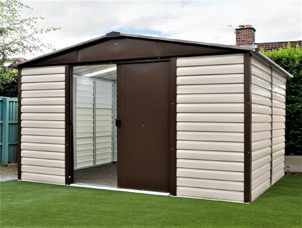 Yardmaster Shiplap 10ft x 6ft Apex Metal Garden Shed – Taupe