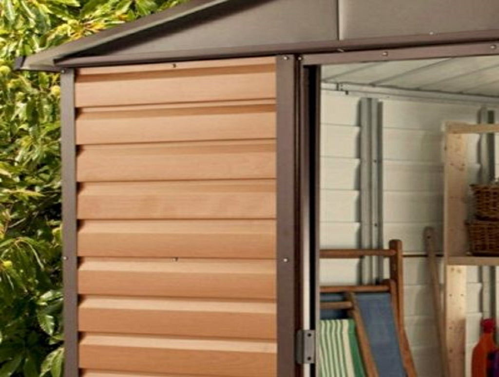 Yardmaster Shiplap 10ft x 6ft Apex Metal Garden Shed – Woodgrain Effect